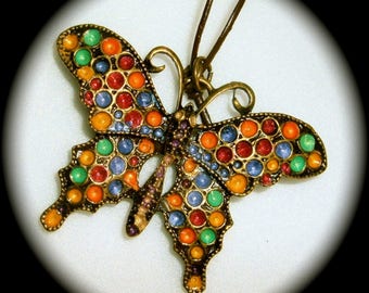 Pendentif   Papillon multicolore