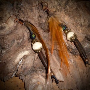 CHENOA boucles d'oreille plumes perles os cristal métal image 2