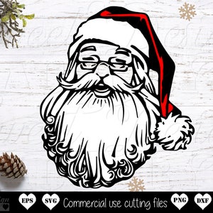 Santa face SVG, Santa Claus clipart, Santa face sublimation, santa head svg, santa silhouette, santa t-shirt svg, retro santa svg, vintage