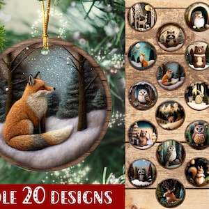 Ornamento di Natale PNG per sublimazione, segno della ghirlanda di Natale PNG, ornamento rotondo Bundle PNG Sublimazione, ornamenti natalizi rustici,