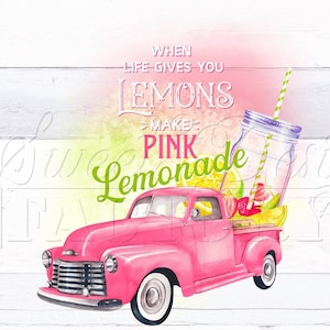 When Life Gives you Lemons make lemonade PNG, limonade à la fraise, citron png, étiquette fraise png, boisson png, sublimation d'été