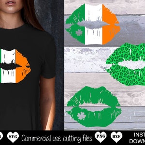 SVG de Saint Patrick, svg de bisou, svg st patrick levres, svg irlandais, svg de shamrock, svg de chance