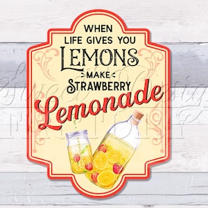 When Life Gives you Lemons make lemonade PNG, étiquette citron, sublimation pour tasse, étiquette fraise png, boisson png,sublimation d'été