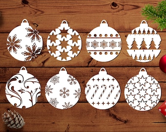 Boules de Noel svg, décorations de Noël fichier de coupe, boules de Noël Clipart, svg d'ornement de Noël, Noël fichier de coupe