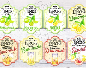 Cuando la vida te da limones, haz limonada PNG, etiqueta de limón, sublimación de taza, mojito png, bebida png, sublimación de verano