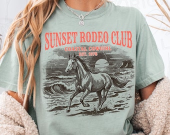 Rodeo Club T-Shirt Vintage Cowboy Horse Western Graphic Rustic Ranch Summer Tee
