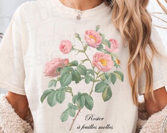 Vintage rose botanical Comfort Colors T-Shirt , Victorian floral cottagecore tee, romantic garden aesthetic shirt