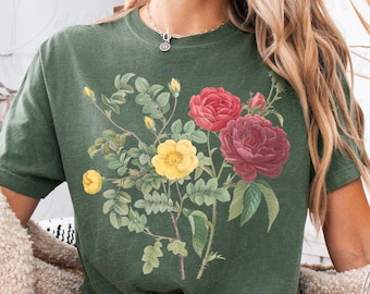 Vintage Botanical Flower Comfort Colors T-Shirt, Victorian Floral Cottagecore Tee, Romantic Garden Aesthetic Shirt, Victorian Aesthetic Gift
