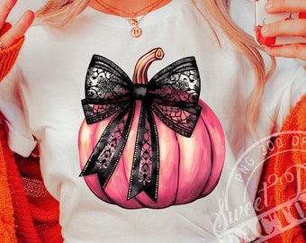 Fall Pumpkin Bow Png, Fall Coquette Bow PNG, Retro fall  png coquette bow png, pink pumpkin design for tee shirt sublimation design