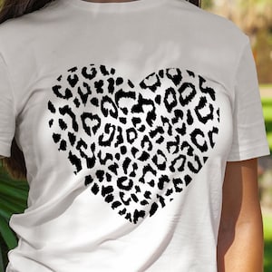 Coeur léopard svg, coeur imprimé leopard, coeur svg, St Valentin leopard svg, T-shirt Saint-Valentin, leopard svg, imprimé leopard  cricut