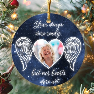 Memorial Christmas PNG, Christmas Photo template digital design, Round Christmas ornament PNG, personalized Memory png, memorial Gift design