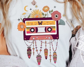 Boho png, kaseta png, png 90, retro kwiaty png, hippie PNG, retro sublimacja png, sublimacja tęczy, popularna sublimacja