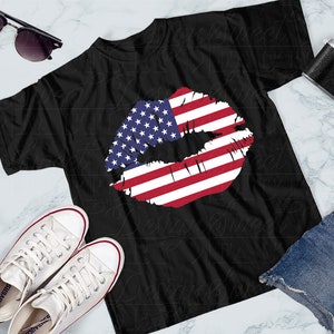 Bisou usa svg, bouche svg, lèvres svg,  amour fichier de coupe clipart, 4 juillet Svg, americain clipart, motif t-shirt svg, usa clipart