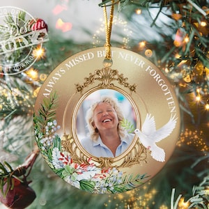 Memorial Christmas PNG, Christmas Photo template digital design, Round Christmas ornament PNG, personalized Memory png, memorial Gift design