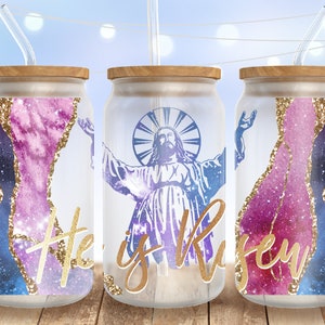 Jesus libbey glass can png, religious tumbler png, Christmas glass can wrap, christian glass can, 16 oz Libbey glass png, glass tumbler png