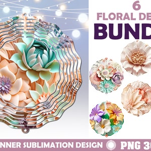 3D flowers Wind Spinner Design BUNDLE, Spinner Sublimation Design png, Instant Download, floral design wrap png, Sublimation Designs
