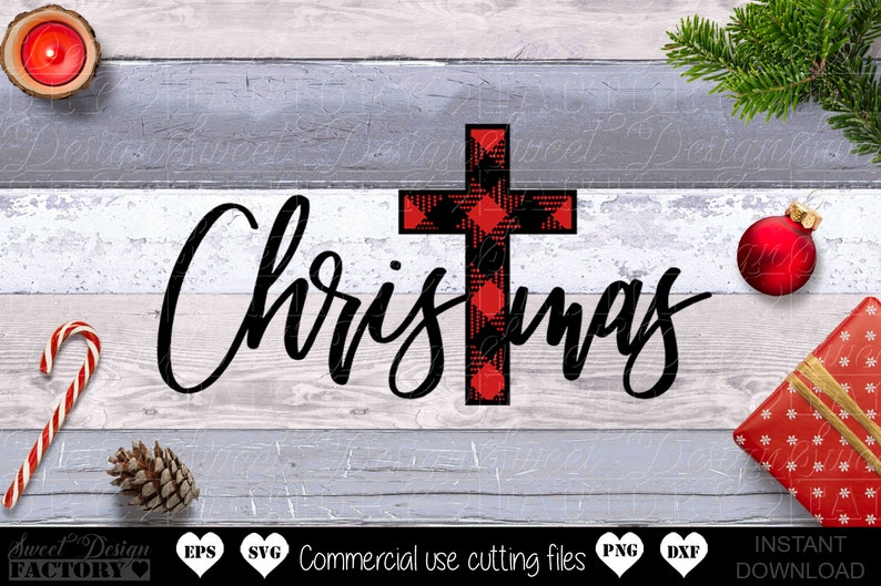 Download Buffalo Plaid Cross Svg Christmas Cross Christmas Plaid ...