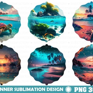 Summer Theme Wind Spinner Design BUNDLE, Spinner Sublimation Design png, Instant Download, beach design wrap png, Sublimation Designs image 2