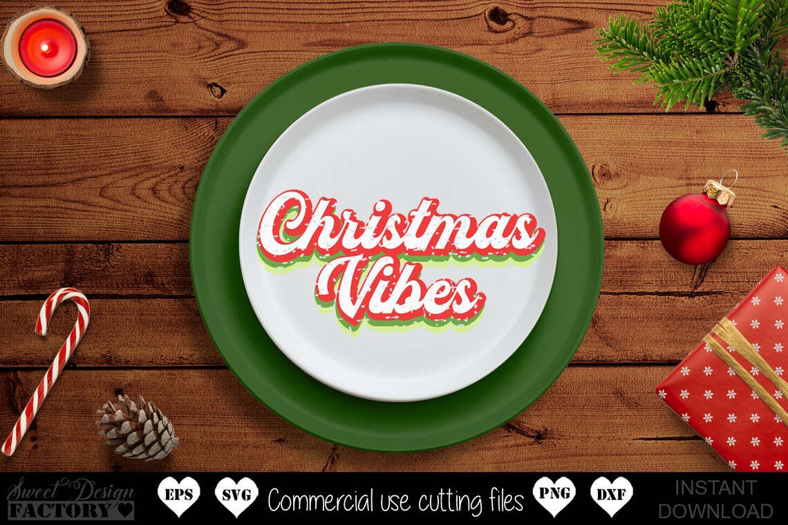 Christmas Vibes SVG vintage Christmas SVG Retro Font | Etsy