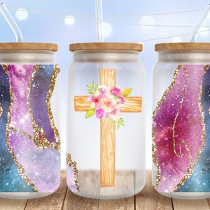 Religious libbey glass can png, Christmas glass can wrap, christian glass can, 16 oz Libbey glass png, glass tumbler png