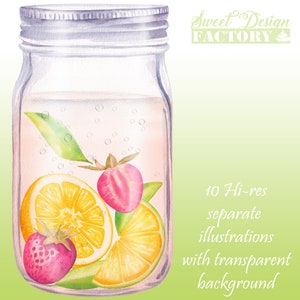 Limonade clipart, été clipart, citron aquarelle clipart, boisson clipart, fruits clipart, limonade rose, détox clipart, mojito clipart image 6