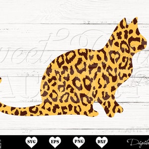 Chat SVG, SVG imprimé léopard, SVG chat Cricut, Silhouette de chat, svg Animal, chat maman svg, svg chat léopard chemise, svg imprimé Animal