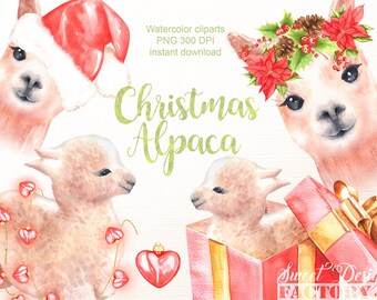 Alpaca christmas sublimation, christmas llama png, cute christmas clipart, floral clipart, christmas animal sublimation, llama png, alpaca