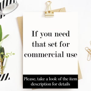 May include: A white card with black text that reads "If you need that set for commercial use, please take a look of the item description for details."