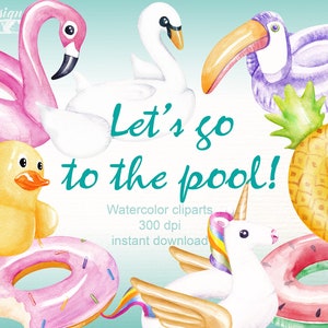 clipart de bouée de piscine à l'aquarelle, clipart plage, clipart été, clip art aquarelle, licorne clipart, invitation été clipart, mer png