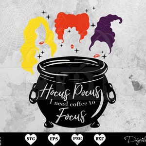 Hocus pocus svg, Hocus Pocus fichier de coupe, sorcière svg, chaudron svg, halloween mignon svg,  Soeurs Sanderson svg, café svg