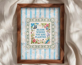 Home Vintage floral Textile Art Print, DIGITAL Cottagecore Wall Art, Vintage Farmhouse Decor, nursery Printable, Cozy Country Home Decor,