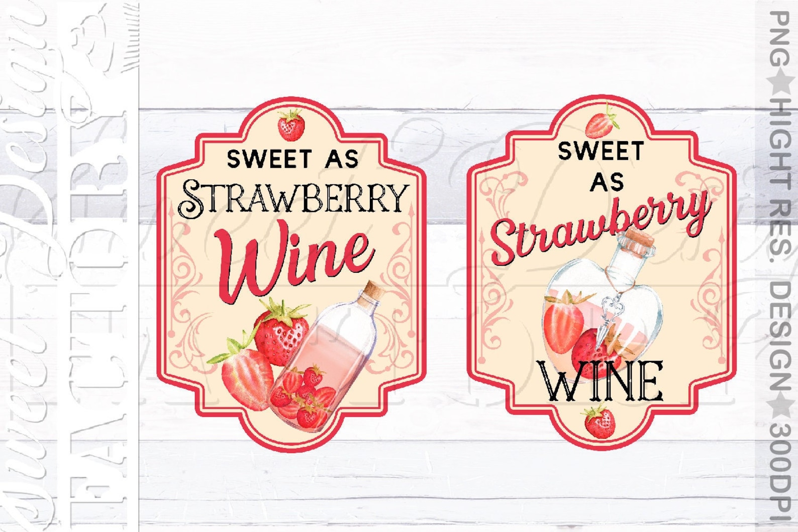 Sweet as Strawberry Wine PNG Strawberry Label Png Strawberry Etsy