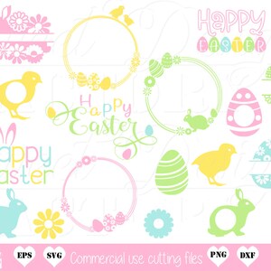 Pâques svg, svg de lapin de Pâques, svg de monogramme de Pâques, poussin svg, svg d'oeuf de Pâques, svg de printemps, pastel clipart