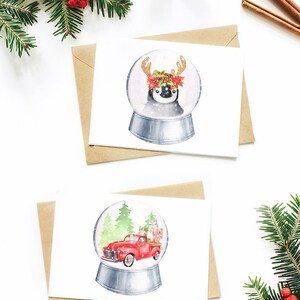 Akvarell snöglob clipart, jul clipart, vinter clipart, pingvin, lama, akvarell djur, sött djur, akvarell jul bild 4