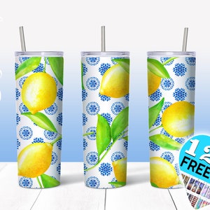 Gobelet citron sublimation, sublimation de citron, Sublimation de 20 oz, Sublimation  gobelet conique et droit, citron PNG, limonade png