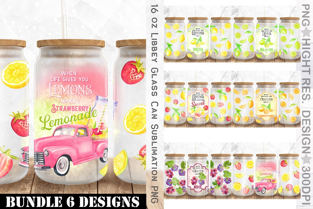 16 Oz Libbey Glass Can Tumbler Sublimation Design BUNDLE, Beer Can ...