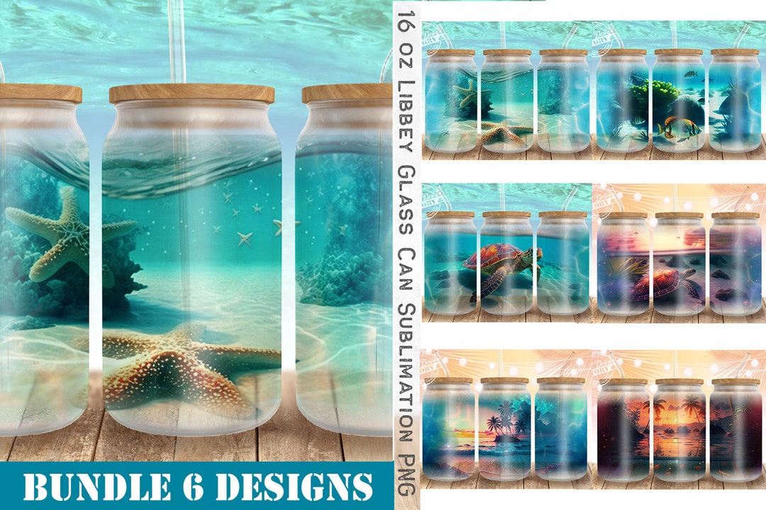 16 Oz Libbey Glass Can Tumbler Sublimation Design BUNDLE, Beer Can ...
