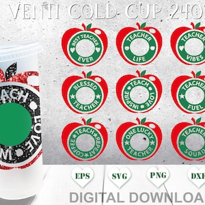 Teacher Starbucks cup svg, Teacher Starbucks Ring Bundle, Starbucks Teacher Bundle svg, Logo Border Wrap Starbucks, Teacher gifts
