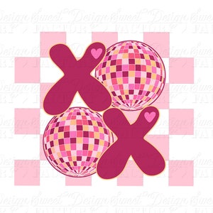 xoxo png, Saint Valentin Png, Retro saint valentin Png, boule à facettes saint valentin, Groovy saint valentin sublimation Png