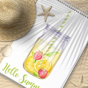 Limonade clipart, été clipart, citron aquarelle clipart, boisson clipart, fruits clipart, limonade rose, détox clipart, mojito clipart image 3