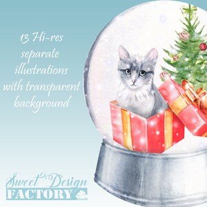 Akvarell snöglob clipart, jul clipart, vinter clipart, pingvin, lama, akvarell djur, sött djur, akvarell jul bild 8