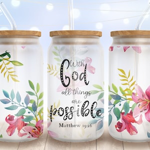 Religious libbey glass can png, god glass can wrap, christian glass can, 16 oz Libbey glass png, glass tumbler png