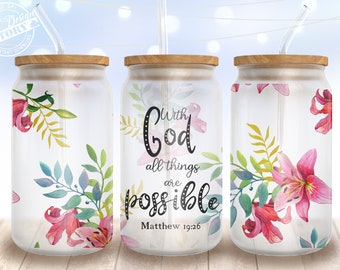 Religious libbey glass can png, god glass can wrap, christian glass can, 16 oz Libbey glass png, glass tumbler png