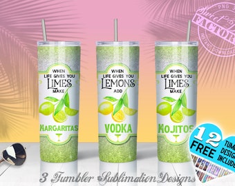 Sublimación de vaso de cóctel, sublimación de mojito, sublimación de 20 oz, sublimación de vaso cónico y recto, PNG de limón, png de margarita