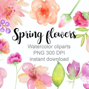 Clipart de fleur à l'aquarelle, fleur aquarelle clipart, mariage clipart, printemps clipart, invitation de mariage, clipart floral