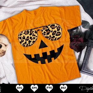 Pumpkin halloween svg, halloween leopard print svg, cute halloween svg, cheetah print halloween svg, cricut, sunglasses leopard Cut Files