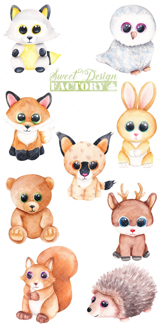 Aquarelle Animaux De La Foret Clipart Bebe Animal Clipart Etsy