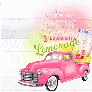 When Life Gives you Lemons make lemonade PNG, limonade à la fraise, citron png, étiquette fraise png, boisson png, sublimation d'été