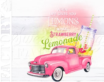 When Life Gives you Lemons make lemonade PNG, strawberry lemonade, lemon png, strawberry label png, drink png, summer sublimation