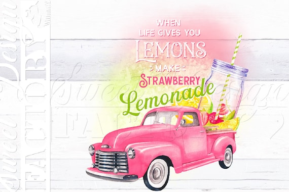 When Life Gives you Lemons make lemonade PNG, limonade à la fraise, citron png, étiquette fraise png, boisson png, sublimation d'été